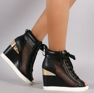 wedge sneakers open toe